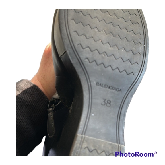 BALENCIAGA BLACK LEATHER WEDGE BOOTS EUC - Picture 5 of 12